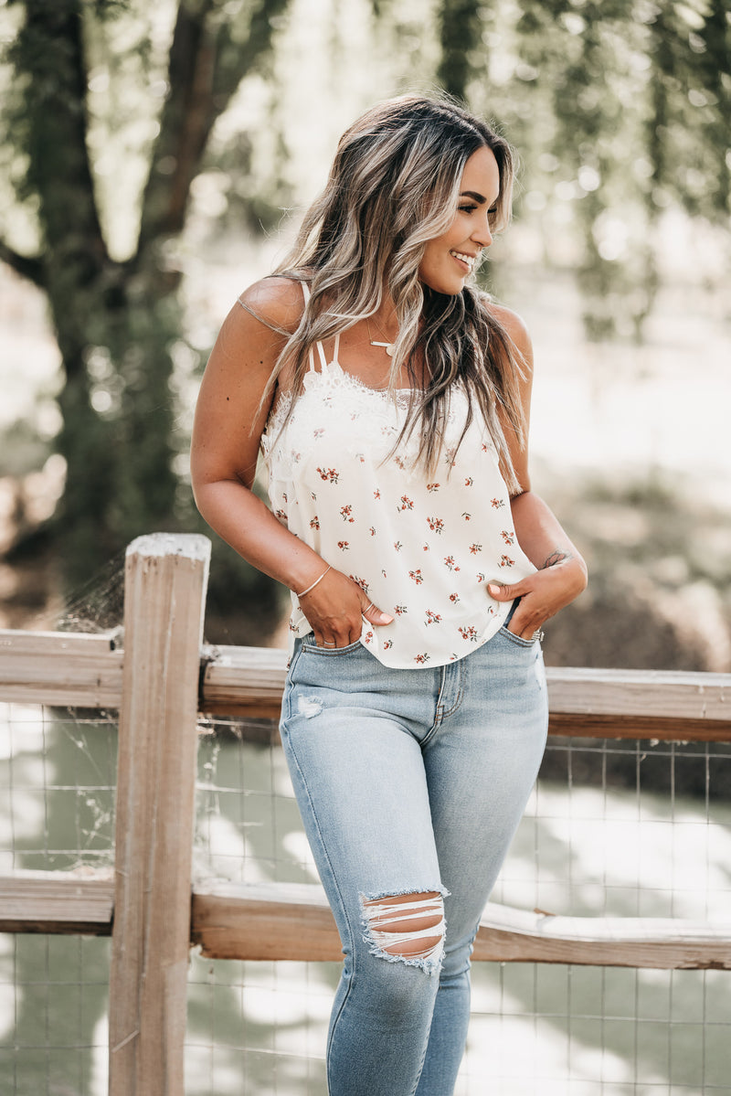 Simple Days Floral Tank Ivory