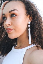 Duplicate Beaded Earrings White