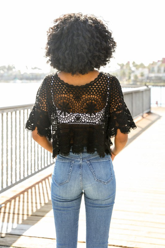 Coachella Crochet Top Black