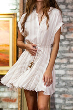 Playful Short Dress White/Taupe