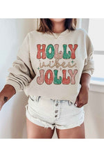 Holly Jolly Vibes Pullover Sand