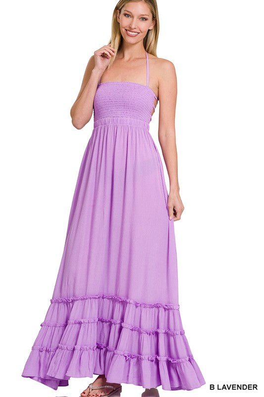 Lavender Grey Beaded Maxi Dress, Beaded Prom Dress Online Lily Boutique
