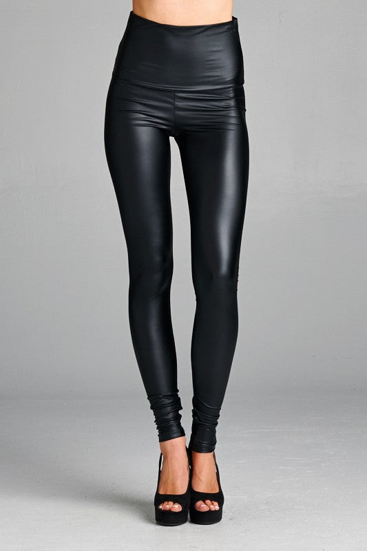 Matte Faux Leather Leggings For Women 25'' - High Waisted Stretch Leather  Pants S-3xl
