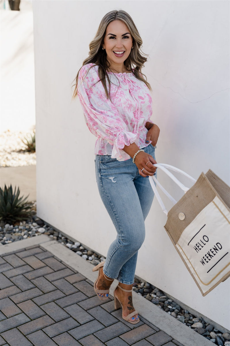 Dreamy Floral Blouse Pink