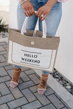 Burlap Hello Weekend Bag
