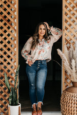 Fall Florals Blouse Ivory