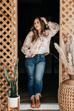 Fall Florals Blouse Ivory