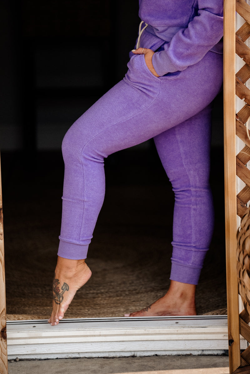 Comfy Terry Cloth Joggers Purple