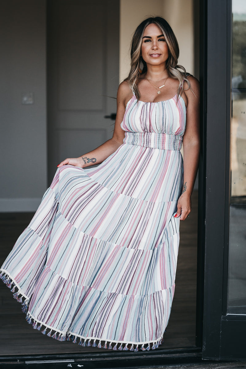 Color Coordinated Stripe Maxi Dress