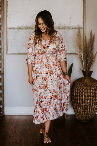 Sweetest Love Floral Maxi Dress Curves 1XL / Pumpkin