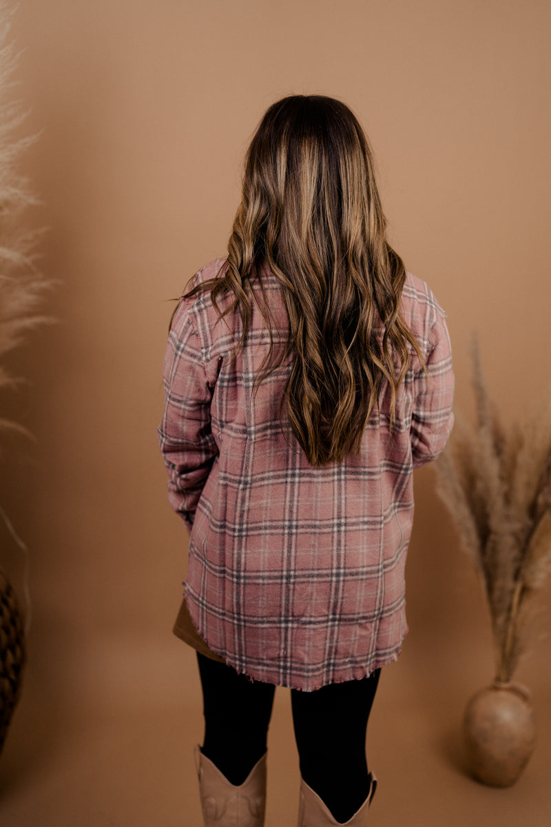 Easy Wearing Plaid Top Pink