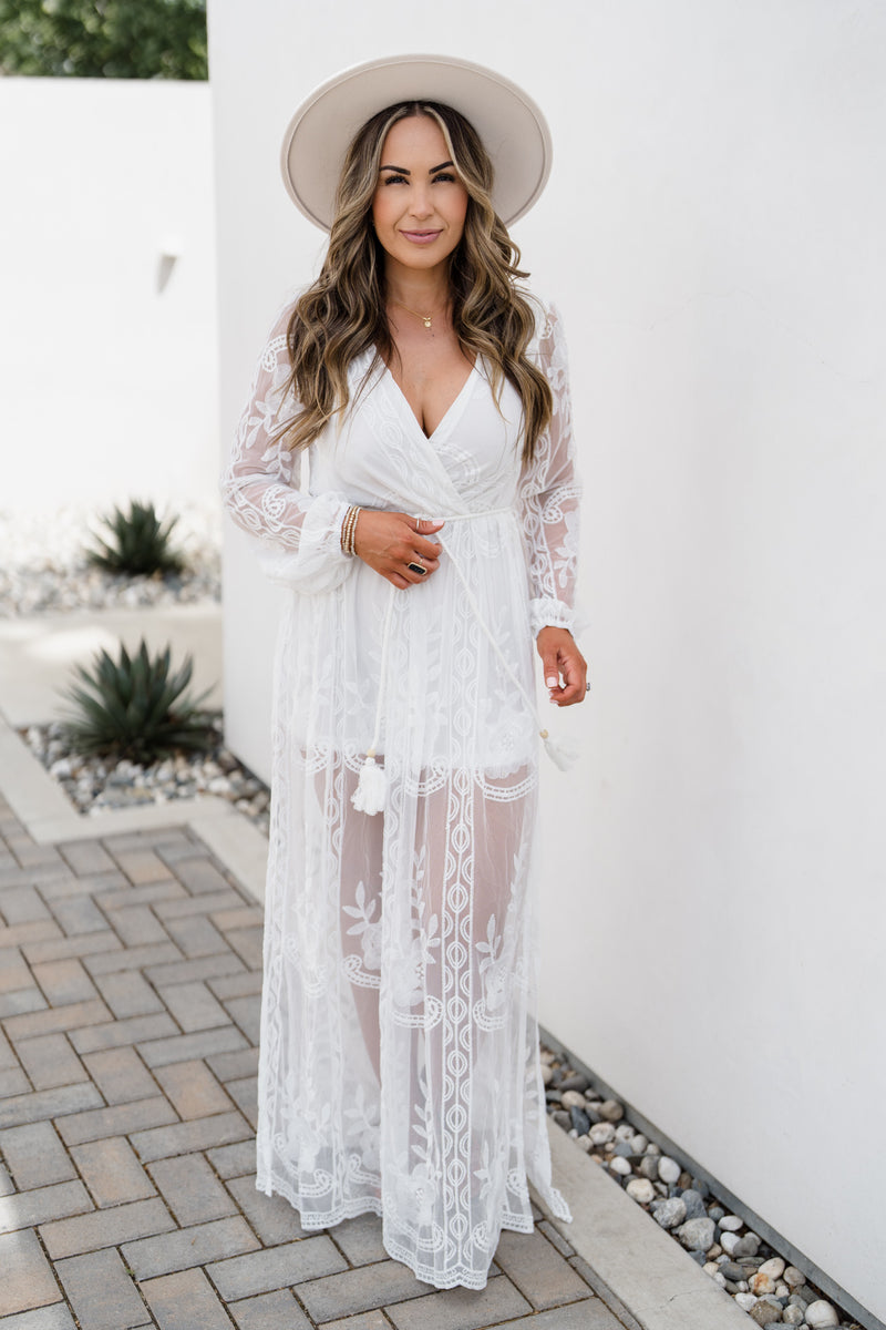 Love, Lust Long Sleeve Maxi Off White