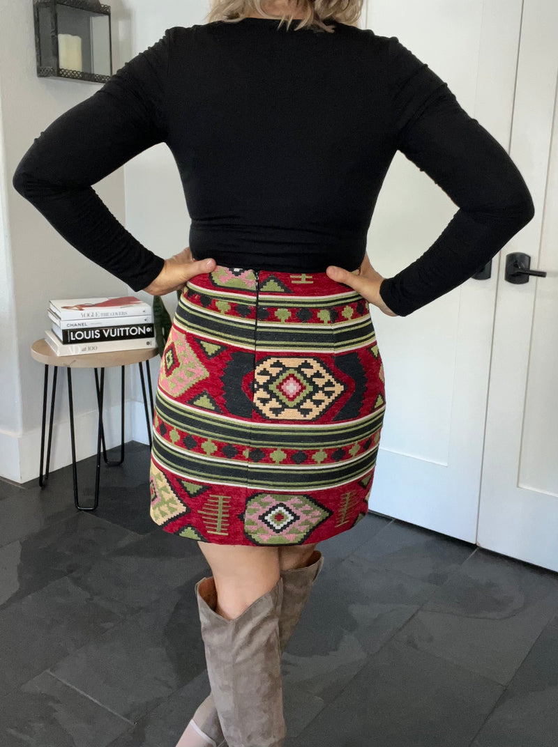 Sign Me Up Aztec Mini Skirt